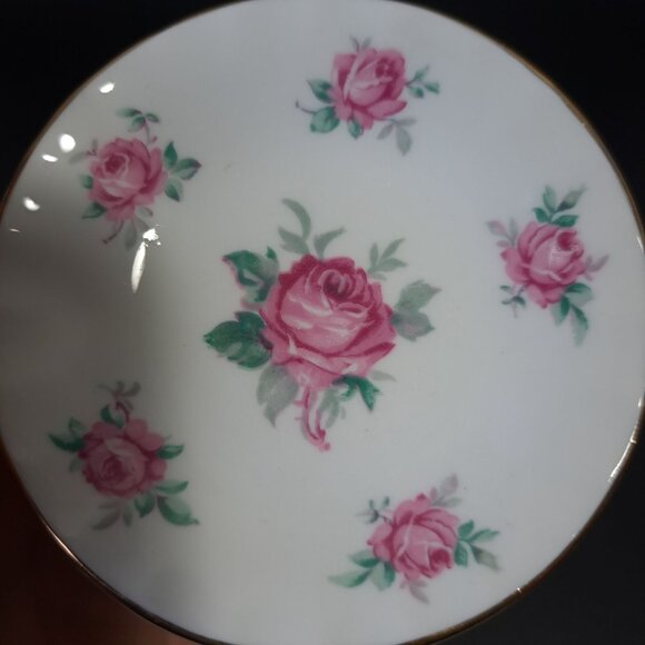Adderley Fine Bone China Butter Pat Plate With Pink Roses Design England - Picture 2 of 4